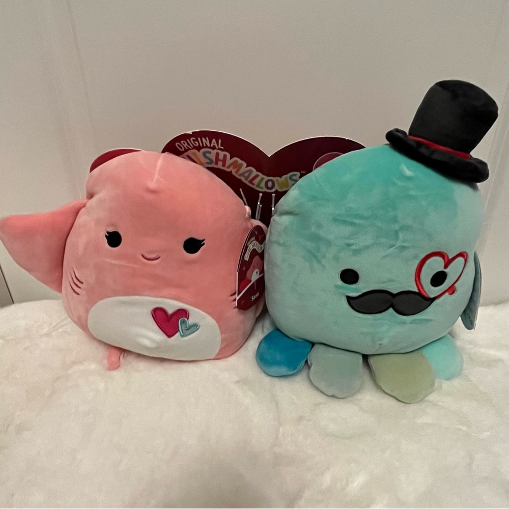 Squishmallows Sealife Valentine ♥️ Bundle Saxa & Eiko, Stingray Octopus, 8” New